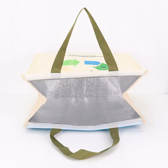 ロゴプリント付きカスタムRPET不織布大型クーラーサーマルトートバッグ