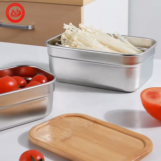 卸売カスタムステンレス鋼弁当ランチボックス複数のサイズ竹蓋付き